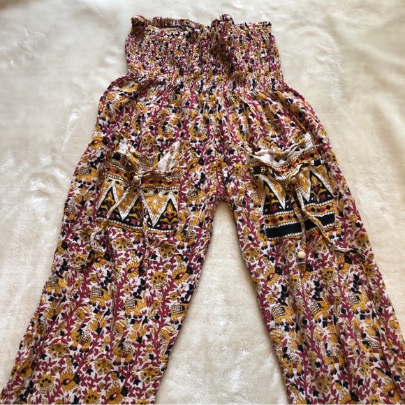OSFM Floral Elephant Print Lightweight Wide Leg Harem Pants - Picture 5 of 9